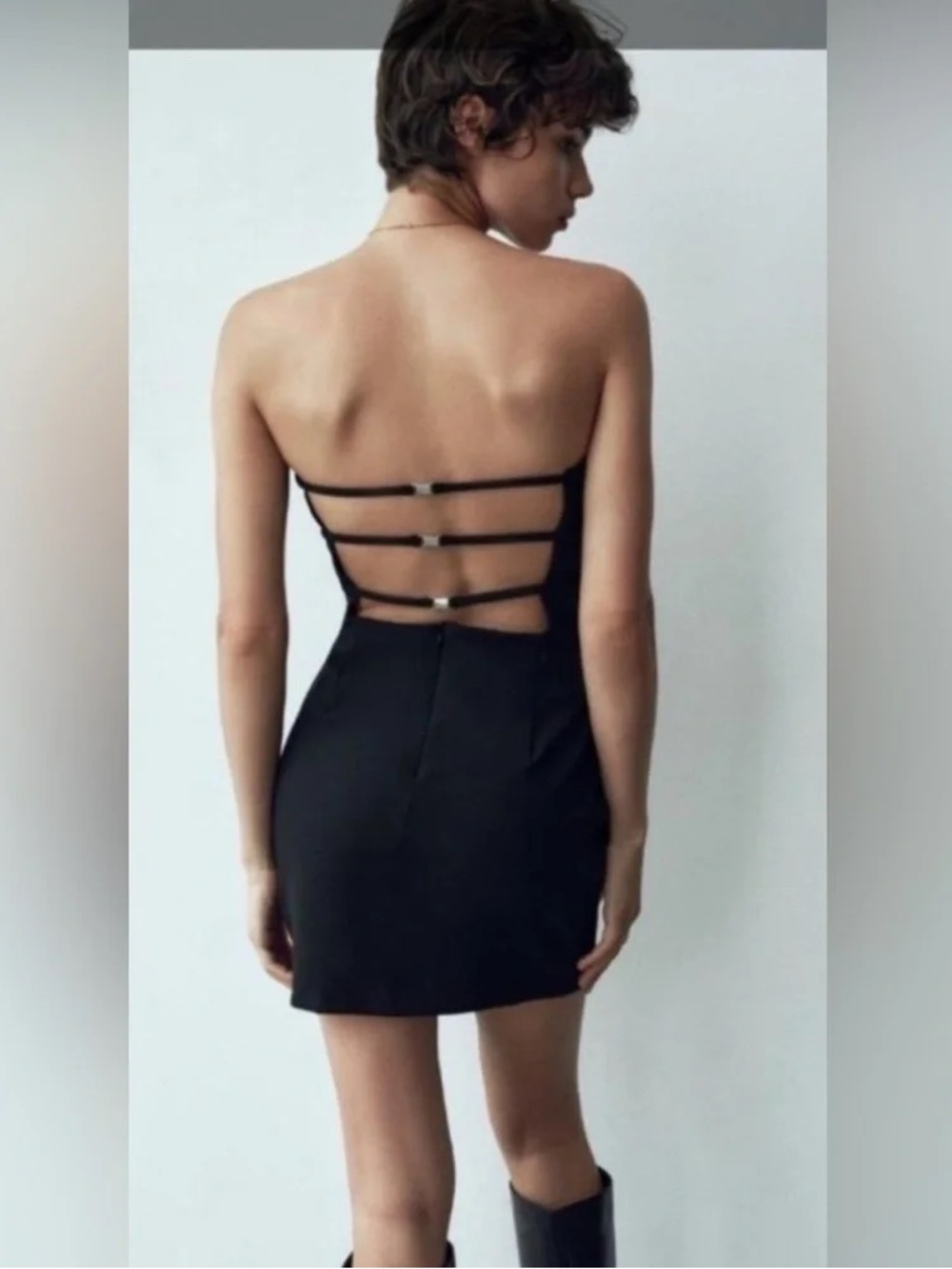 Zara Strapless Black Mini Dress Women's 90s grunge Indie Sleeve Alternative NWT